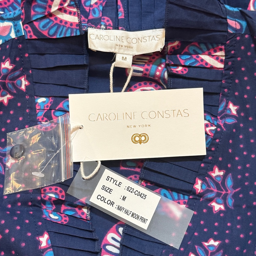 Caroline Constas Navy and Pink Ruffle Mini Dress - Picture 10 of 12
